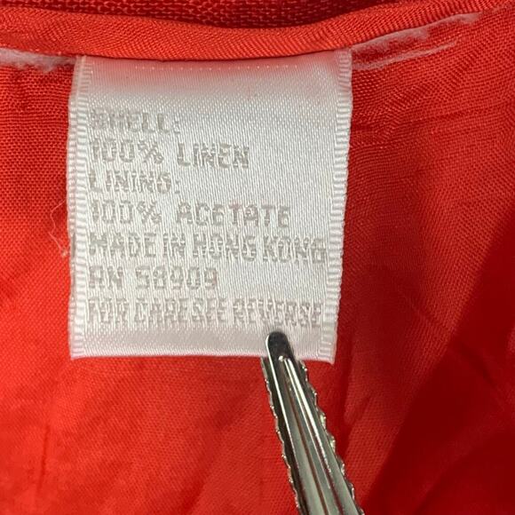 Preston & York Bright Red 100% Linen High Rise Pleated Cuffed Trousers - Size 16 - Picture 5 of 7